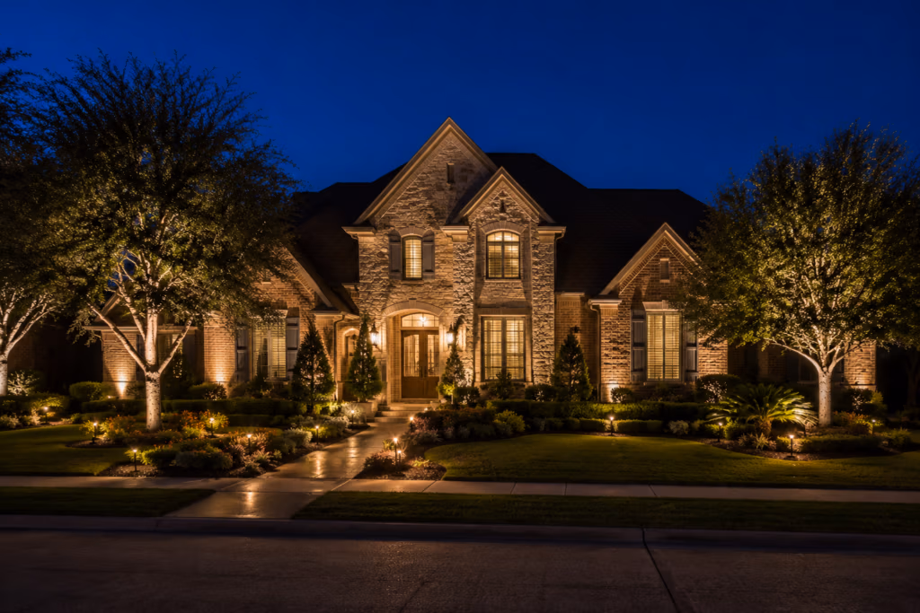 Professional luxury landscape lighting in Sugar Land, Texas